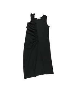 SULVAM - Gathering Long Dress T-Shirt - SS25 - BLACK